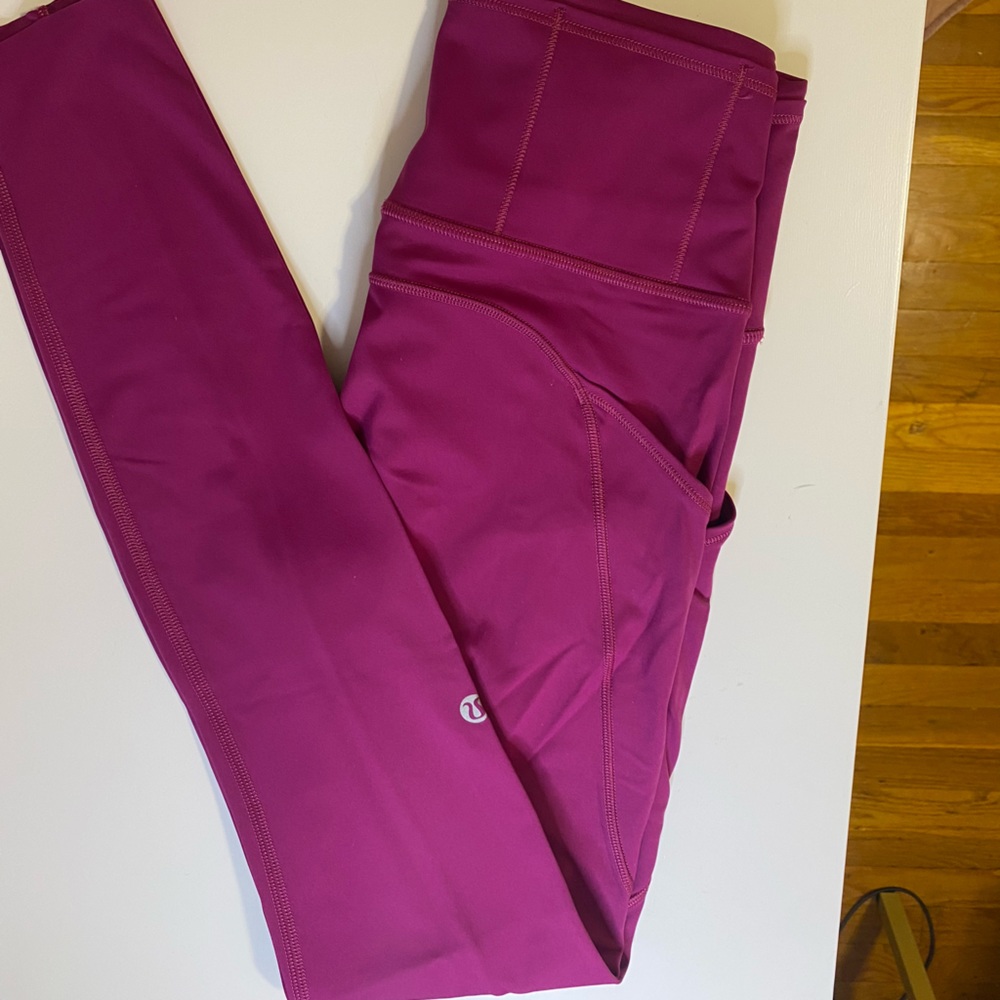 Lululemon Fast & Free Brushed Fabric High Rise Right 28” Size 4 - Fuschia